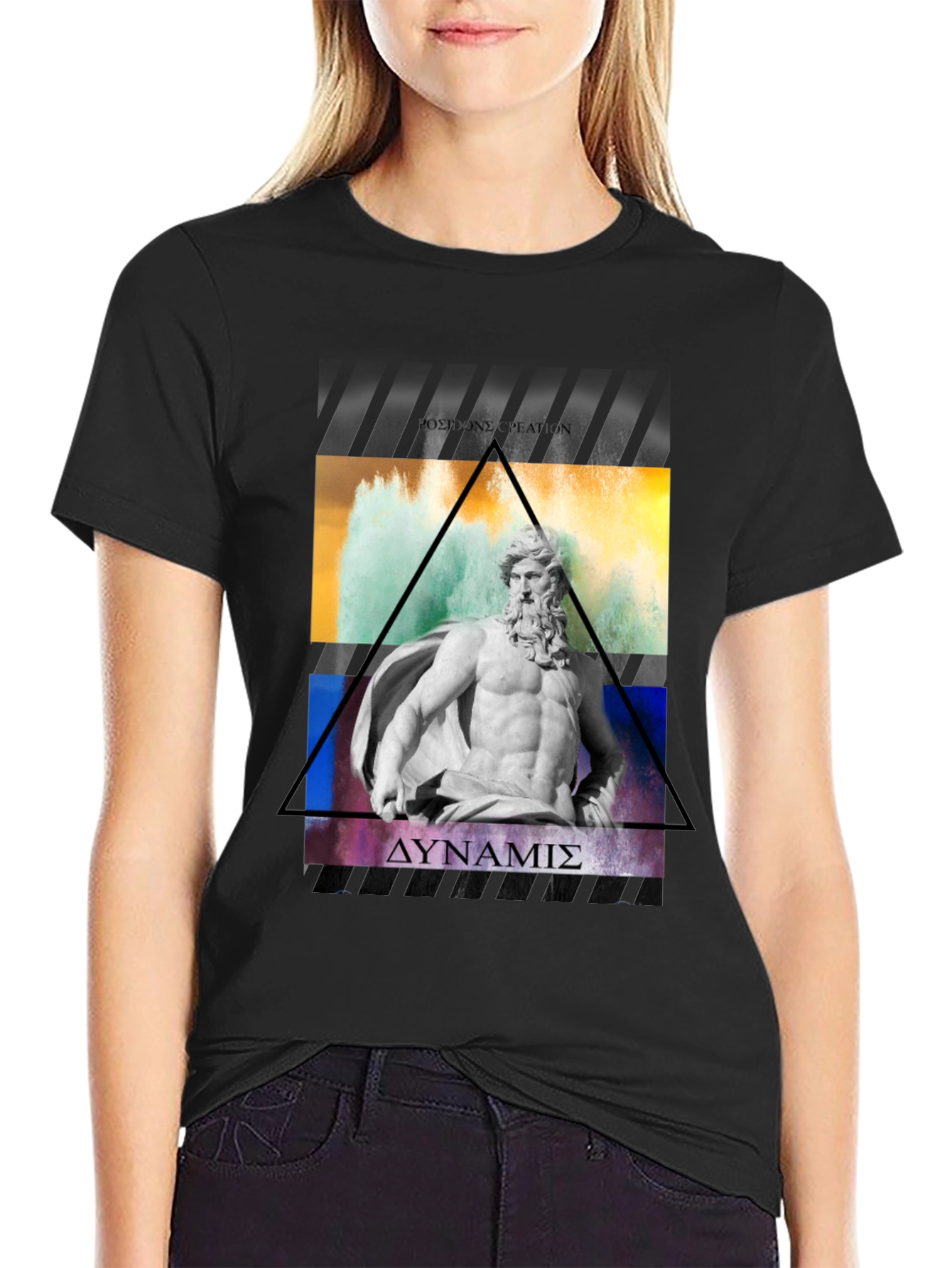 Poseidon Graphic Tee - Black Cotton T-Shirt