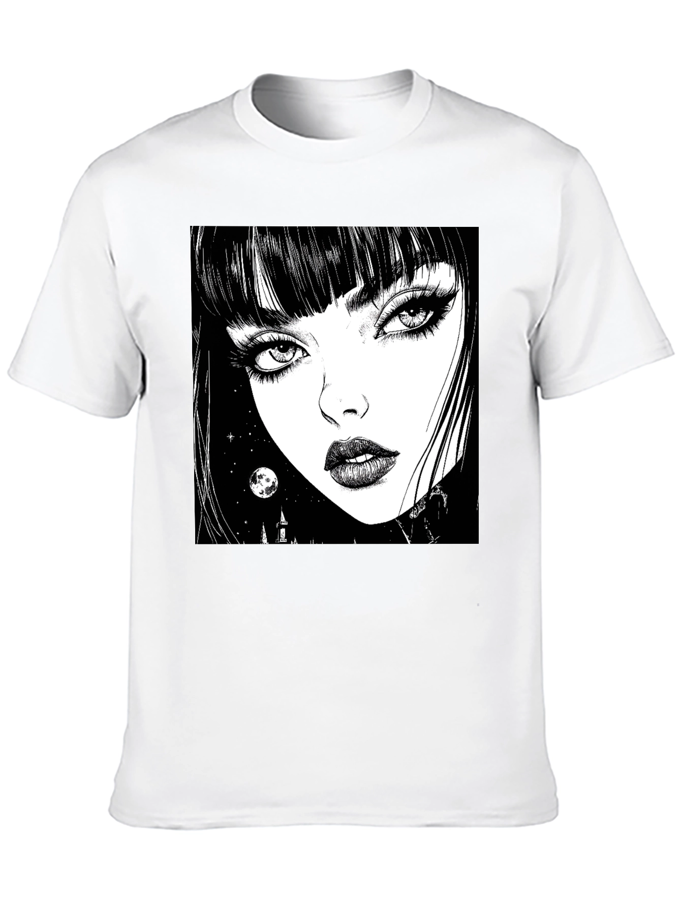 Gothic Girl Graphic Print T-Shirt - Black