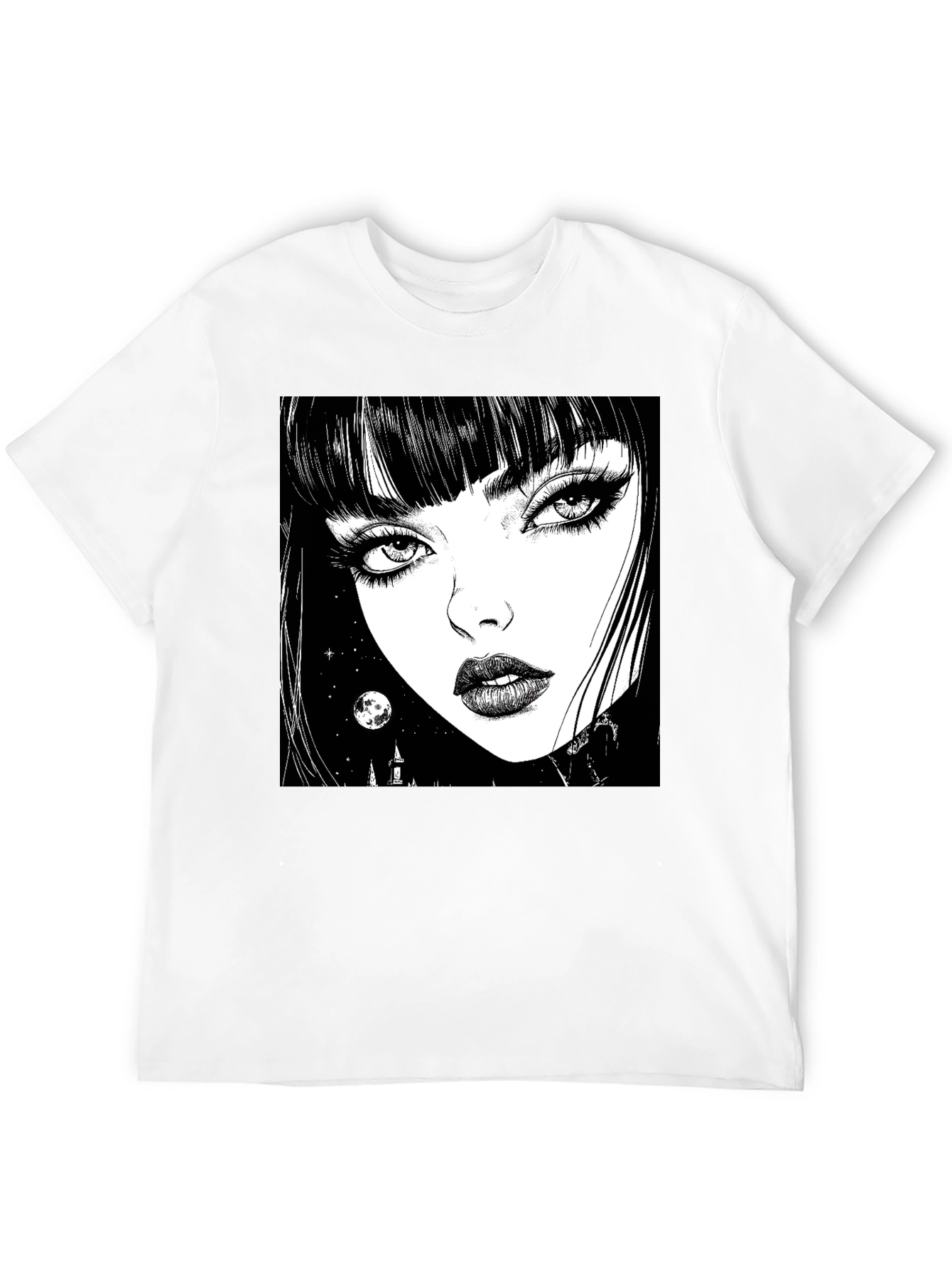 Gothic Girl Graphic Print T-Shirt - Black