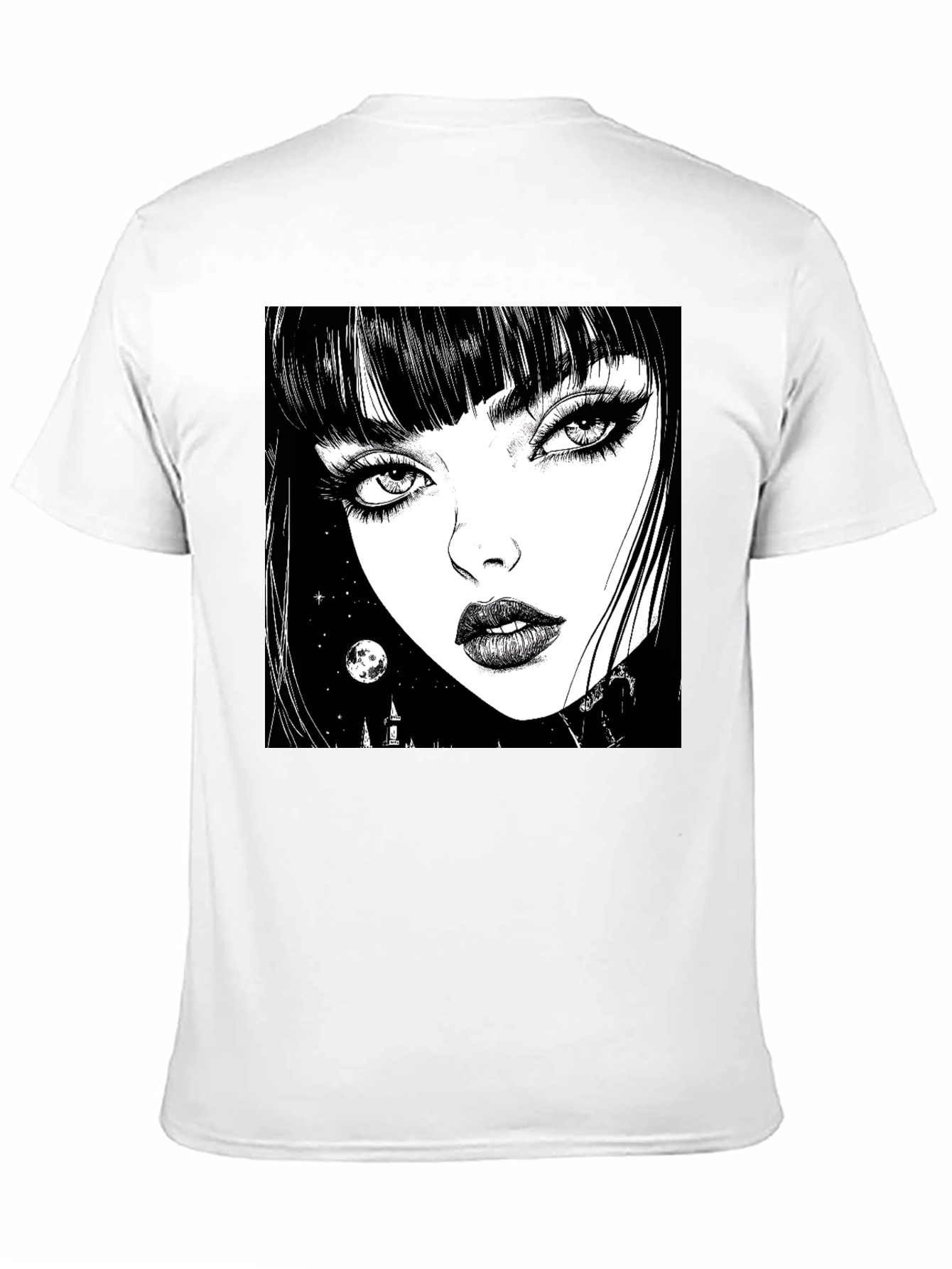 Gothic Girl Graphic Print T-Shirt - Black