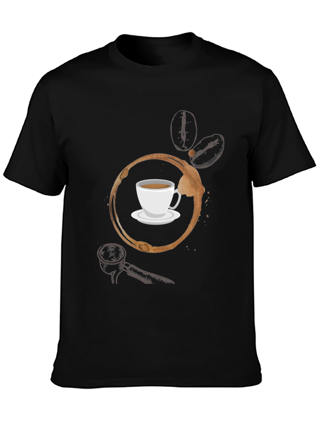 Coffee Stain Graphic T-Shirt - Black