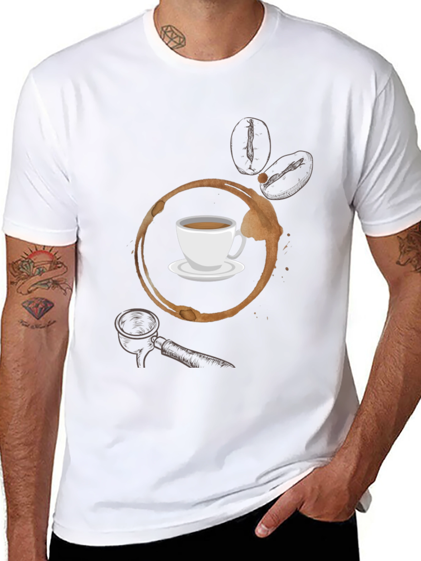 Coffee Stain Graphic T-Shirt - Black