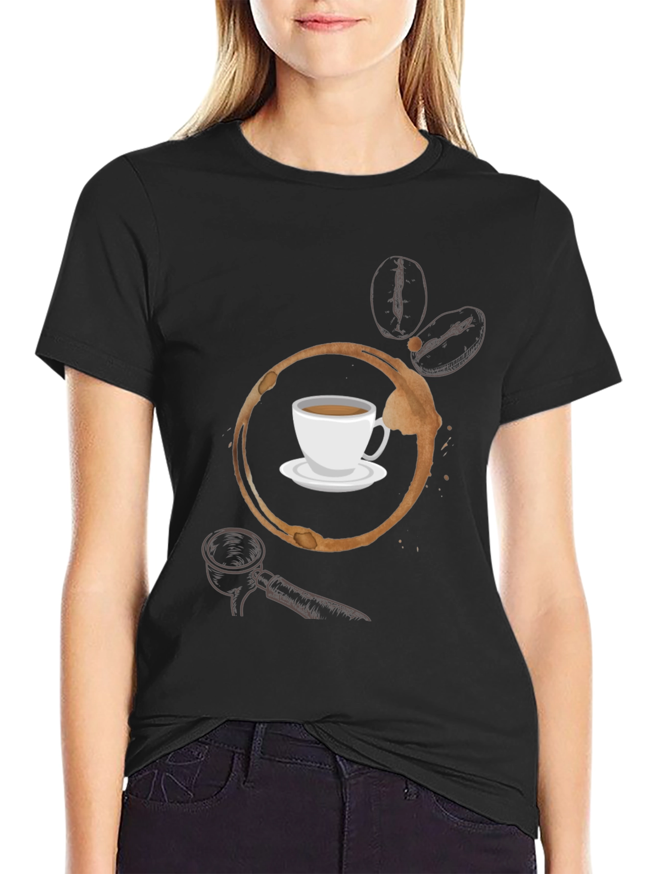Coffee Stain Graphic T-Shirt - Black