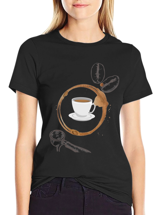Coffee Stain Graphic T-Shirt - Black