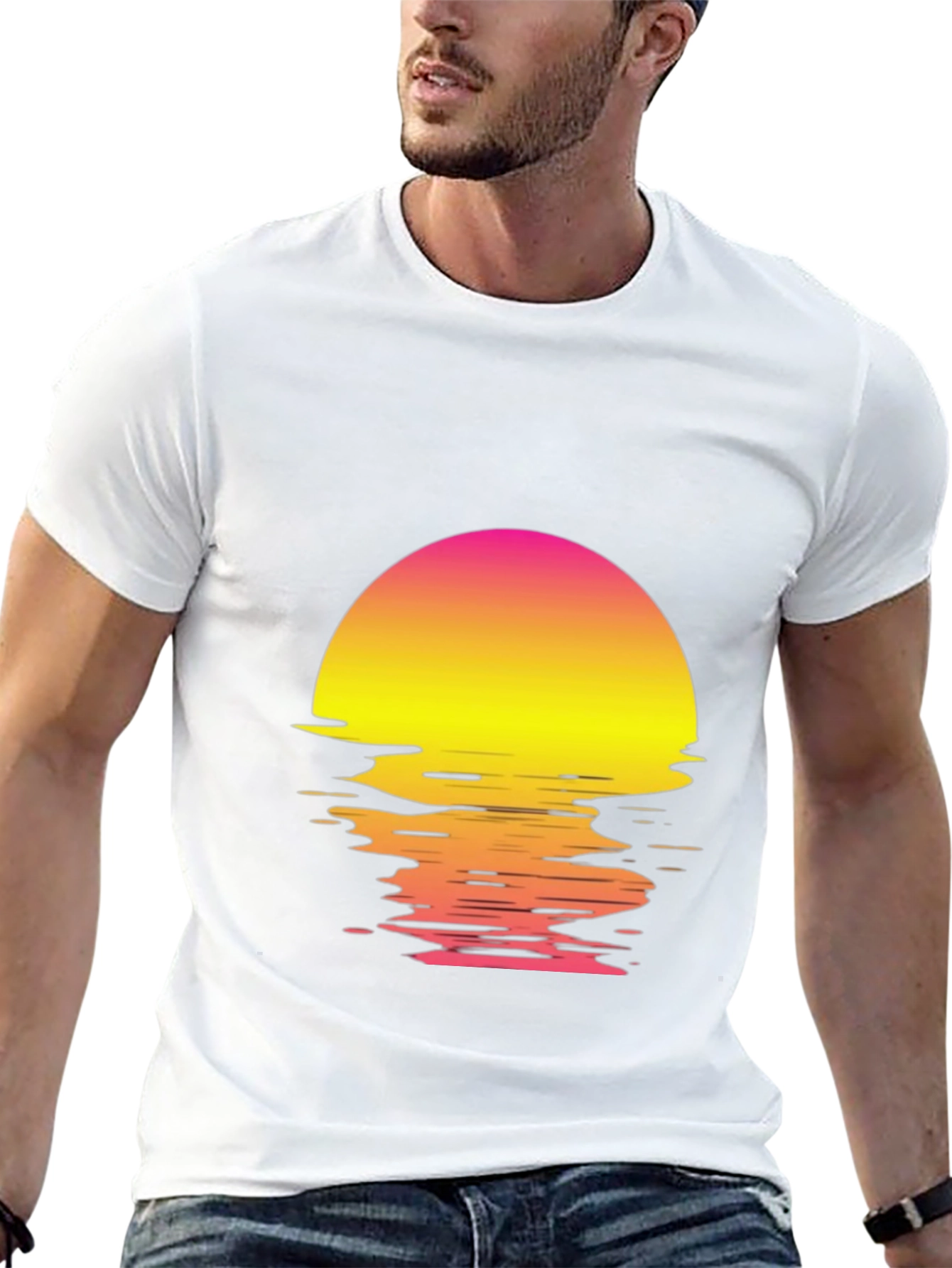 Retro Sunset Graphic T-Shirt - Black