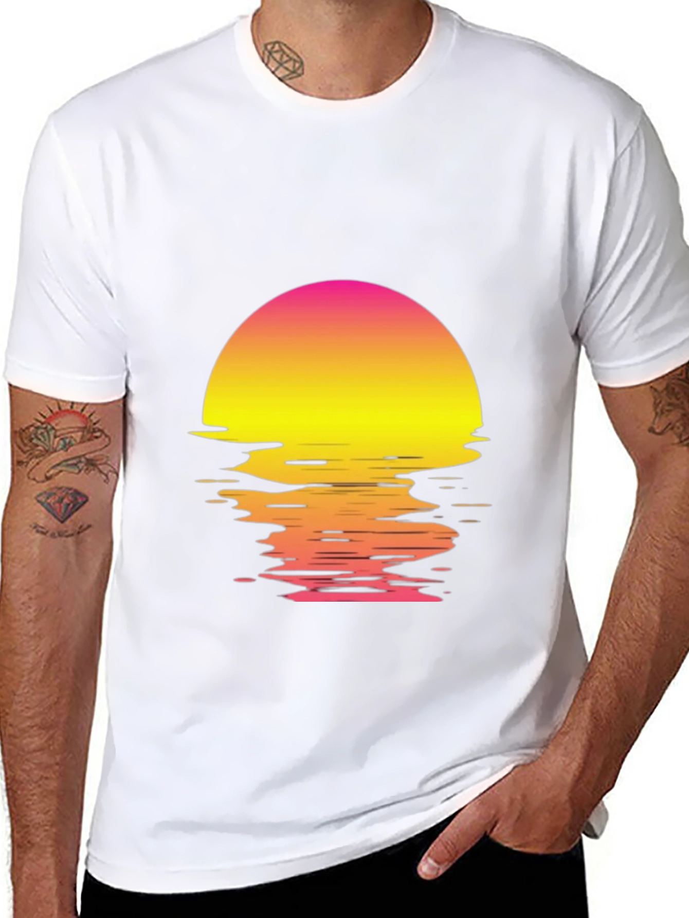 Retro Sunset Graphic T-Shirt - Black