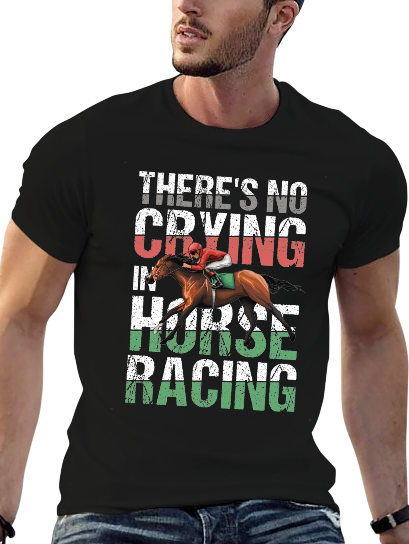Horse Racing Graphic Tee - No Crying T-Shirt