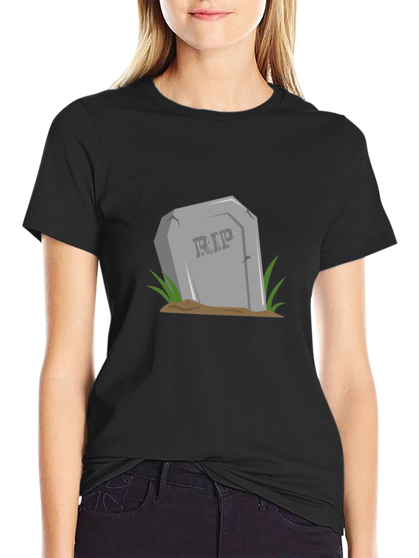 RIP Tombstone Graphic Tee - Black Cotton T-Shirt