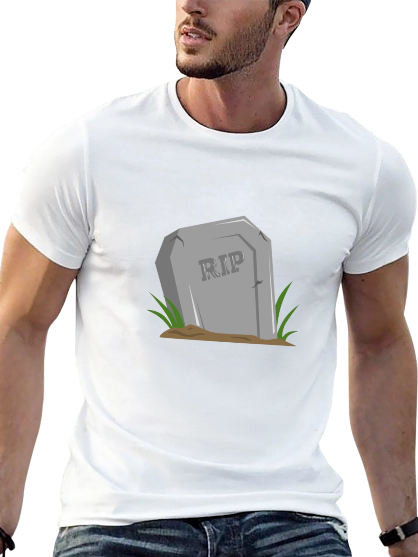 RIP Tombstone Graphic Tee - Black Cotton T-Shirt