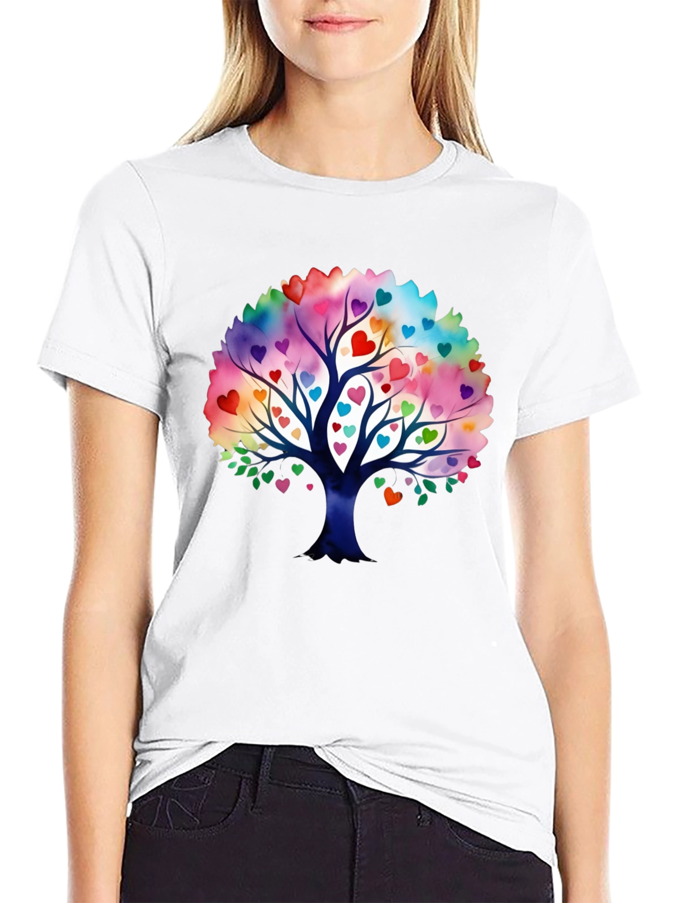 Heart Tree Graphic Black T-Shirt