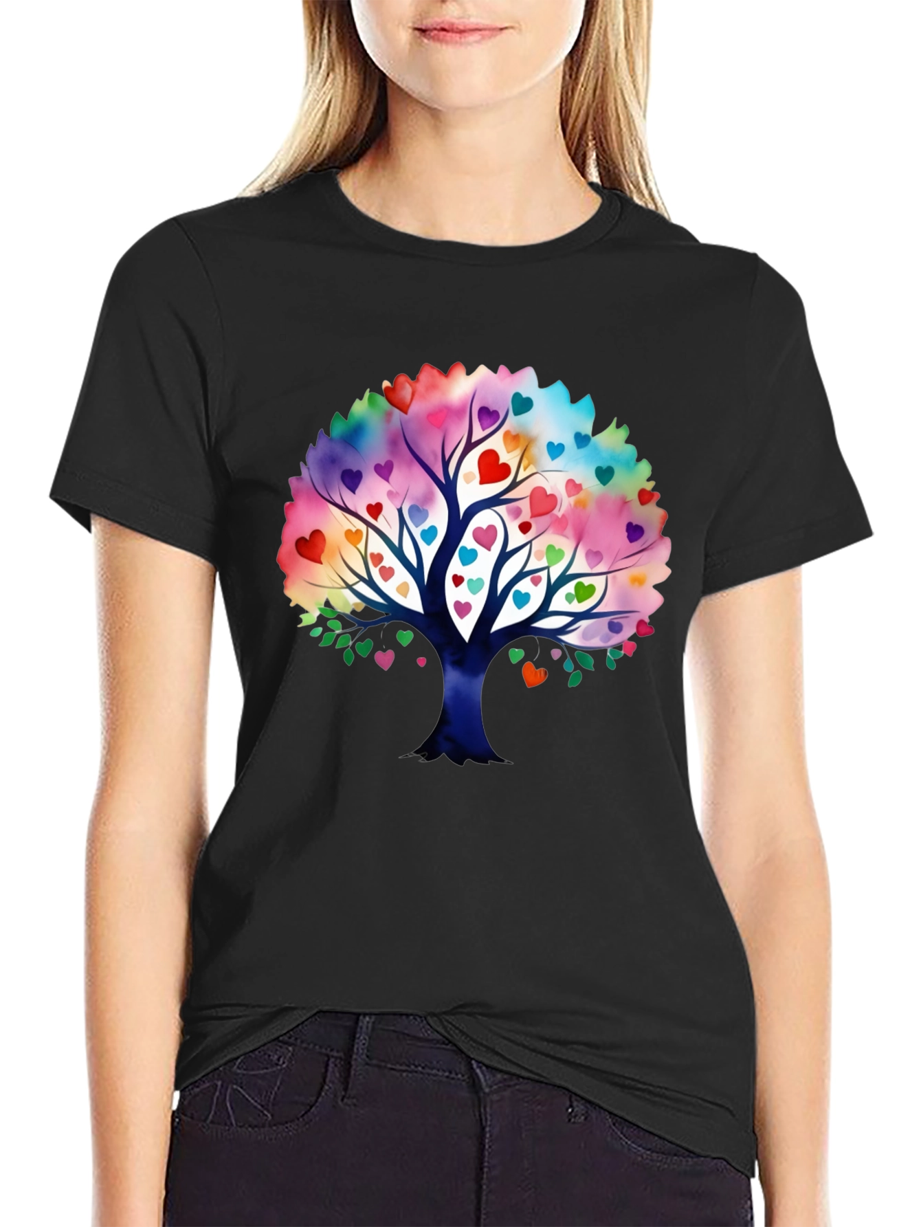 Heart Tree Graphic Black T-Shirt