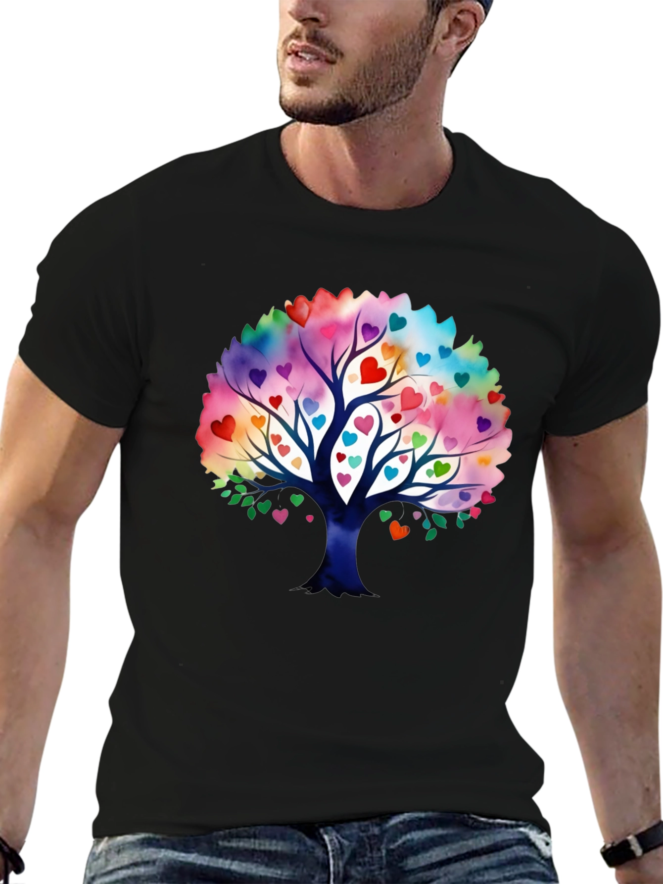 Heart Tree Graphic Black T-Shirt