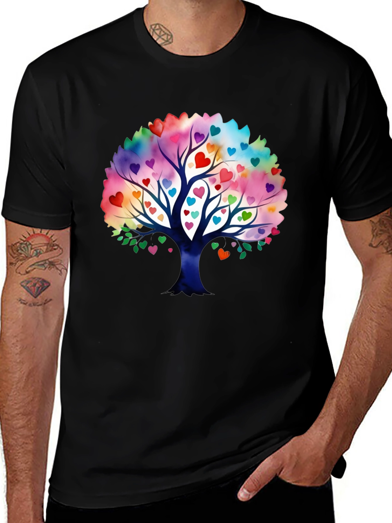 Heart Tree Graphic Black T-Shirt