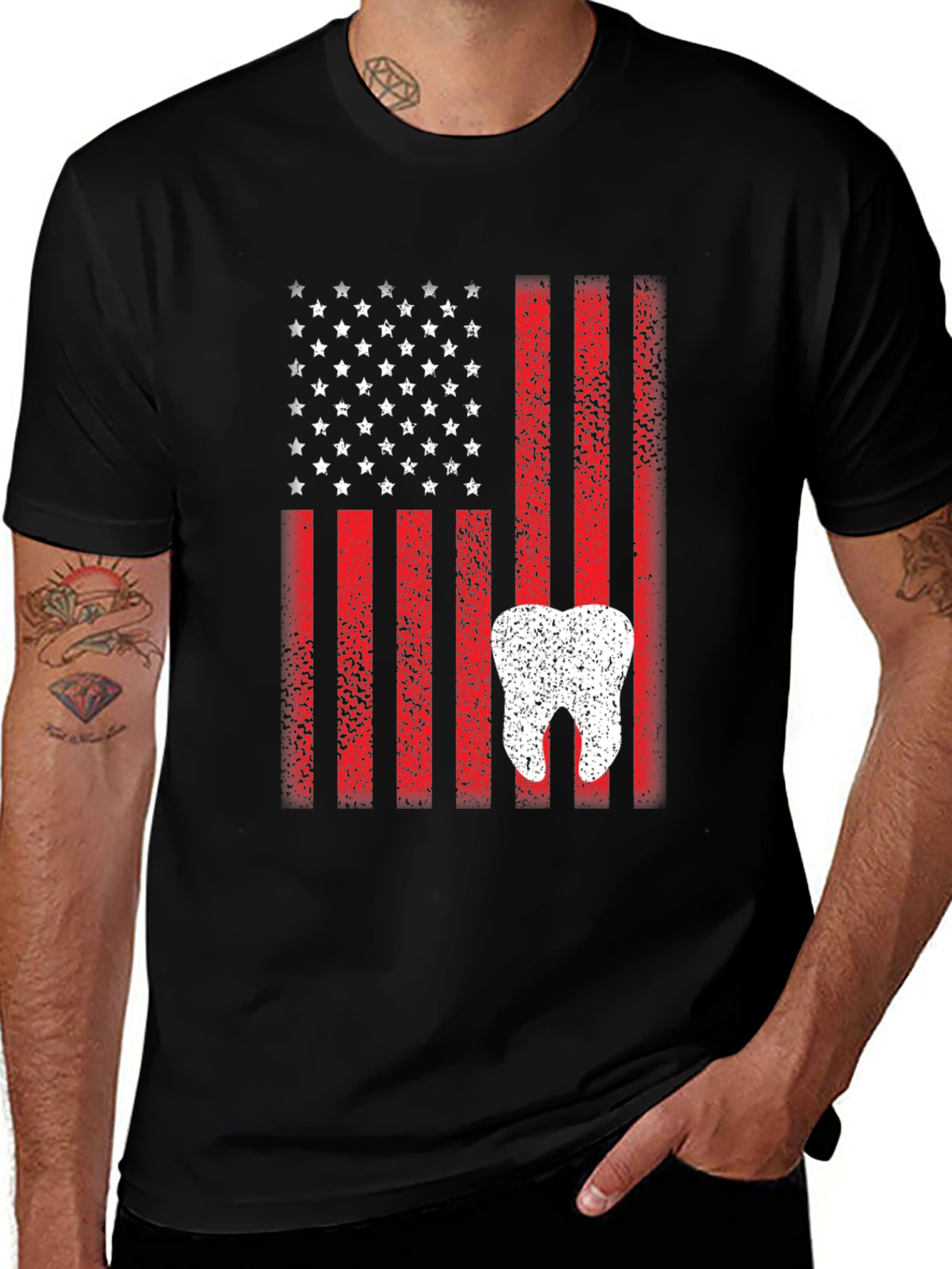 American Flag Tooth Graphic T-Shirt