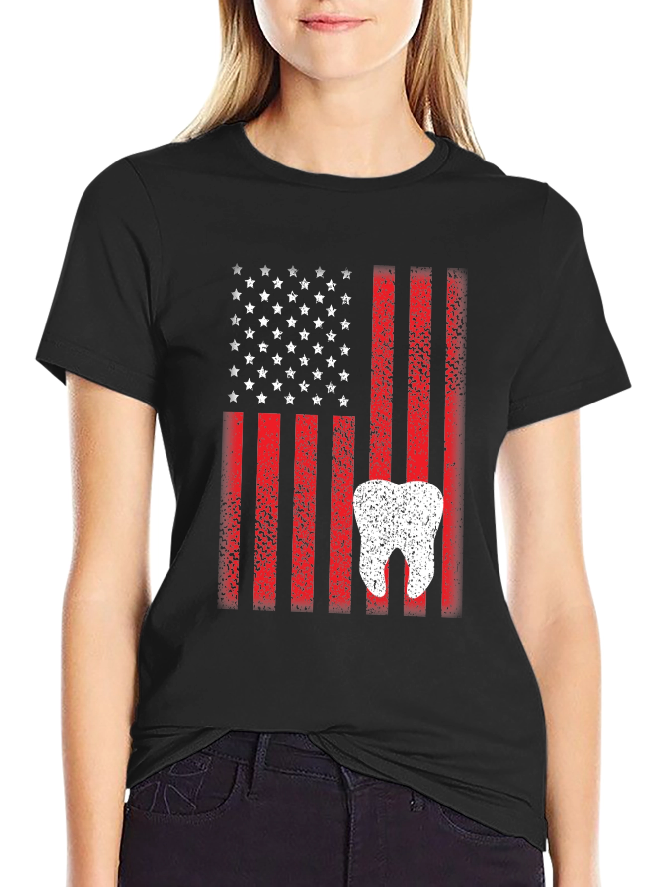 American Flag Tooth Graphic T-Shirt