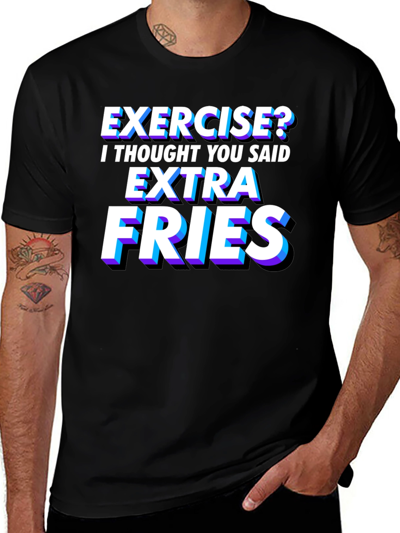Exercise? Extra Fries T-Shirt - Funny Foodie Tee