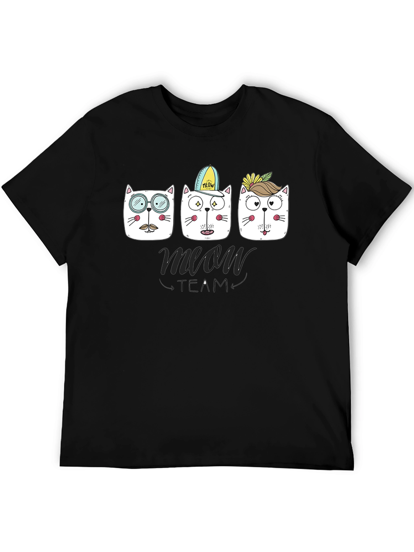 Meow Team Graphic T-Shirt - Cool Cat Design