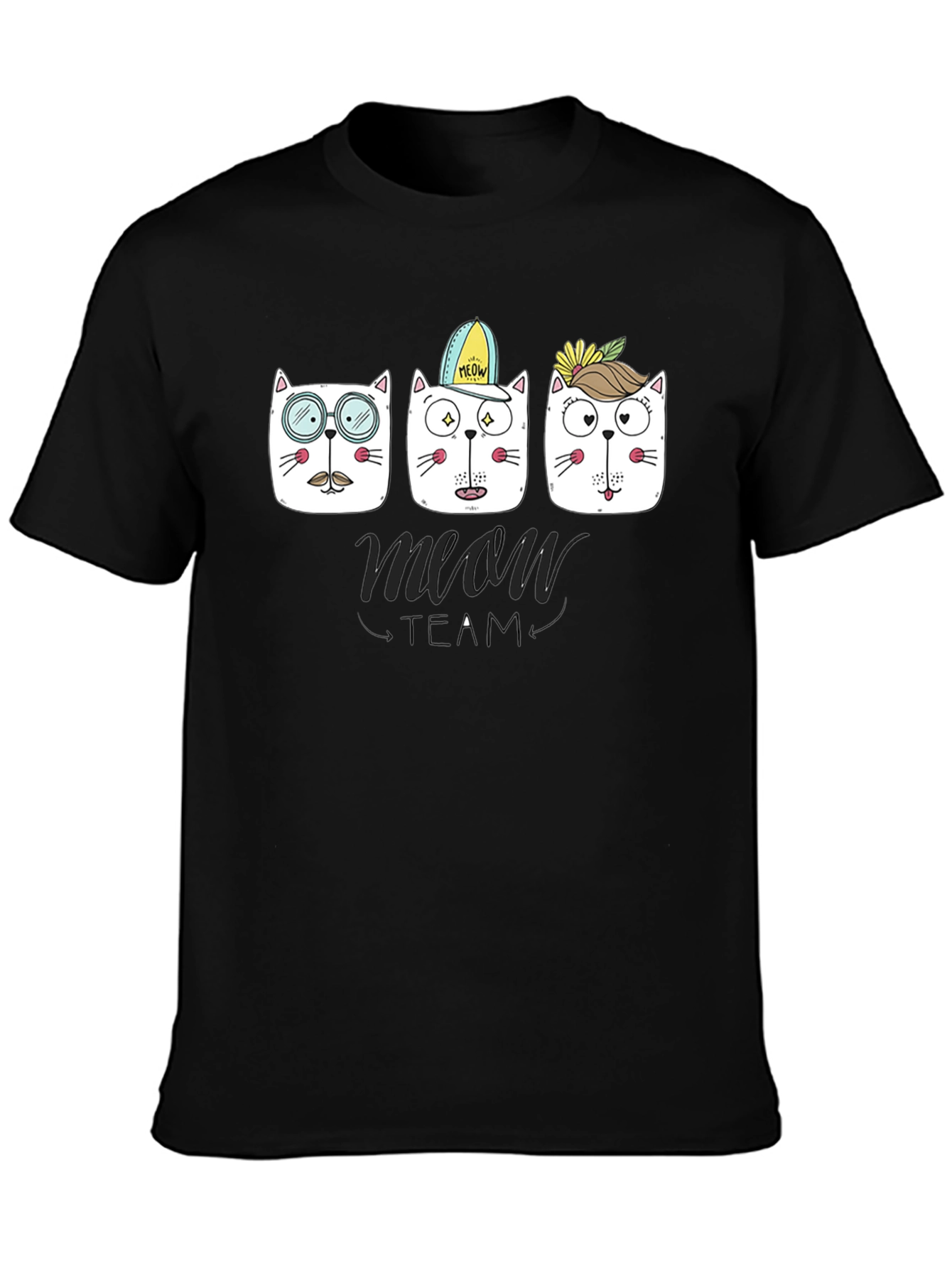 Meow Team Graphic T-Shirt - Cool Cat Design