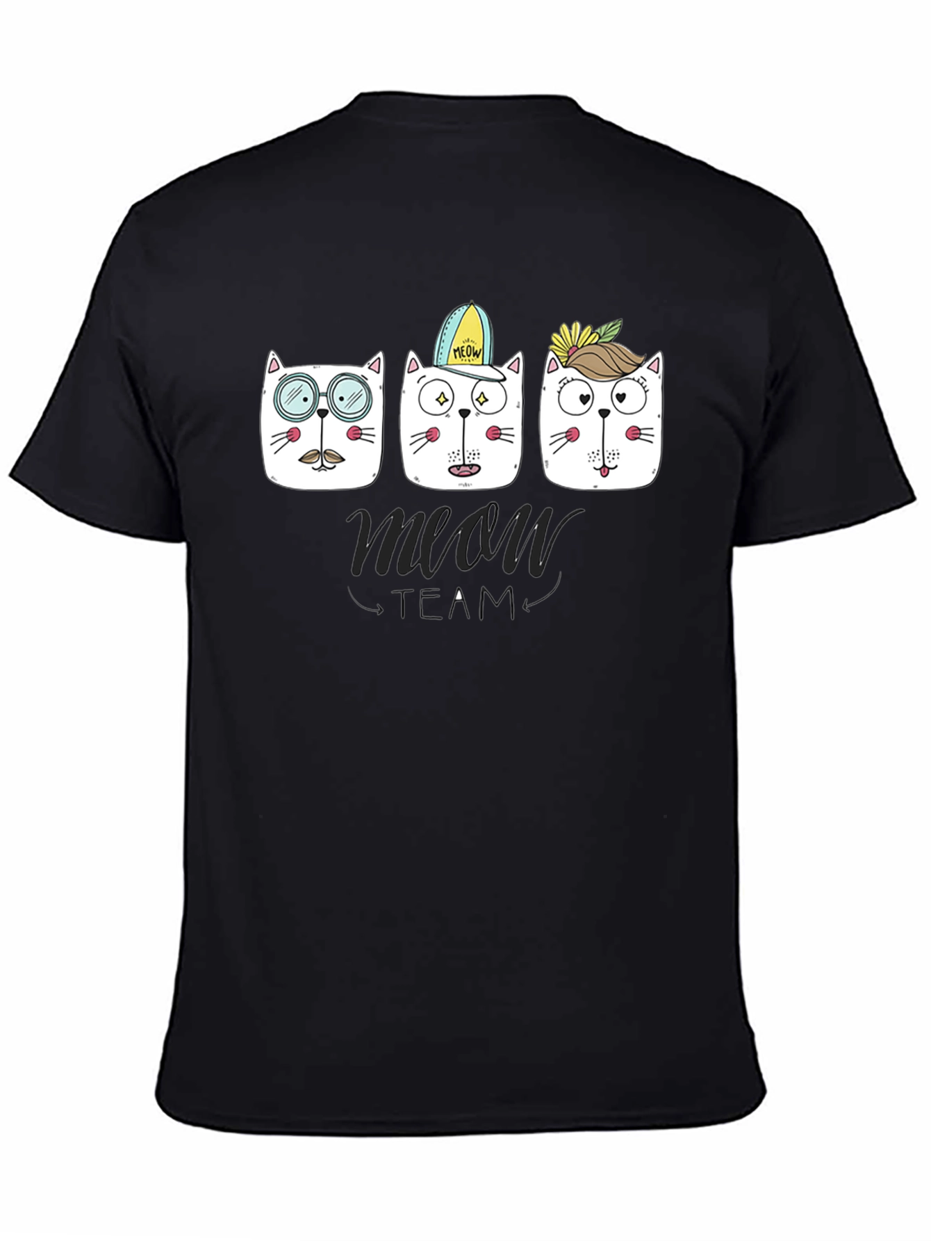 Meow Team Graphic T-Shirt - Cool Cat Design