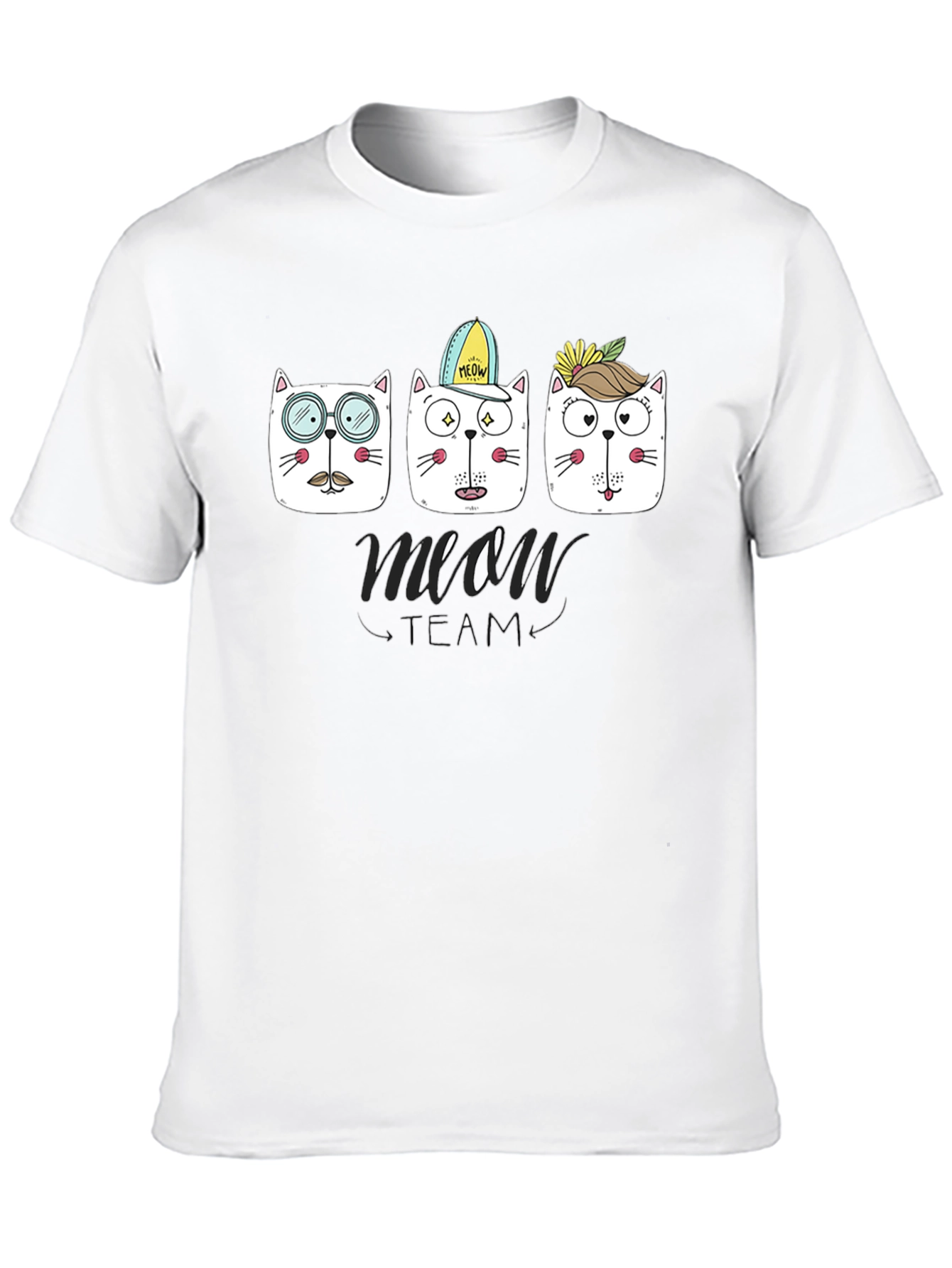Meow Team Graphic T-Shirt - Cool Cat Design