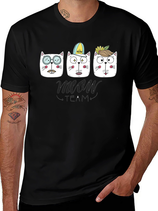 Meow Team Graphic T-Shirt - Cool Cat Design