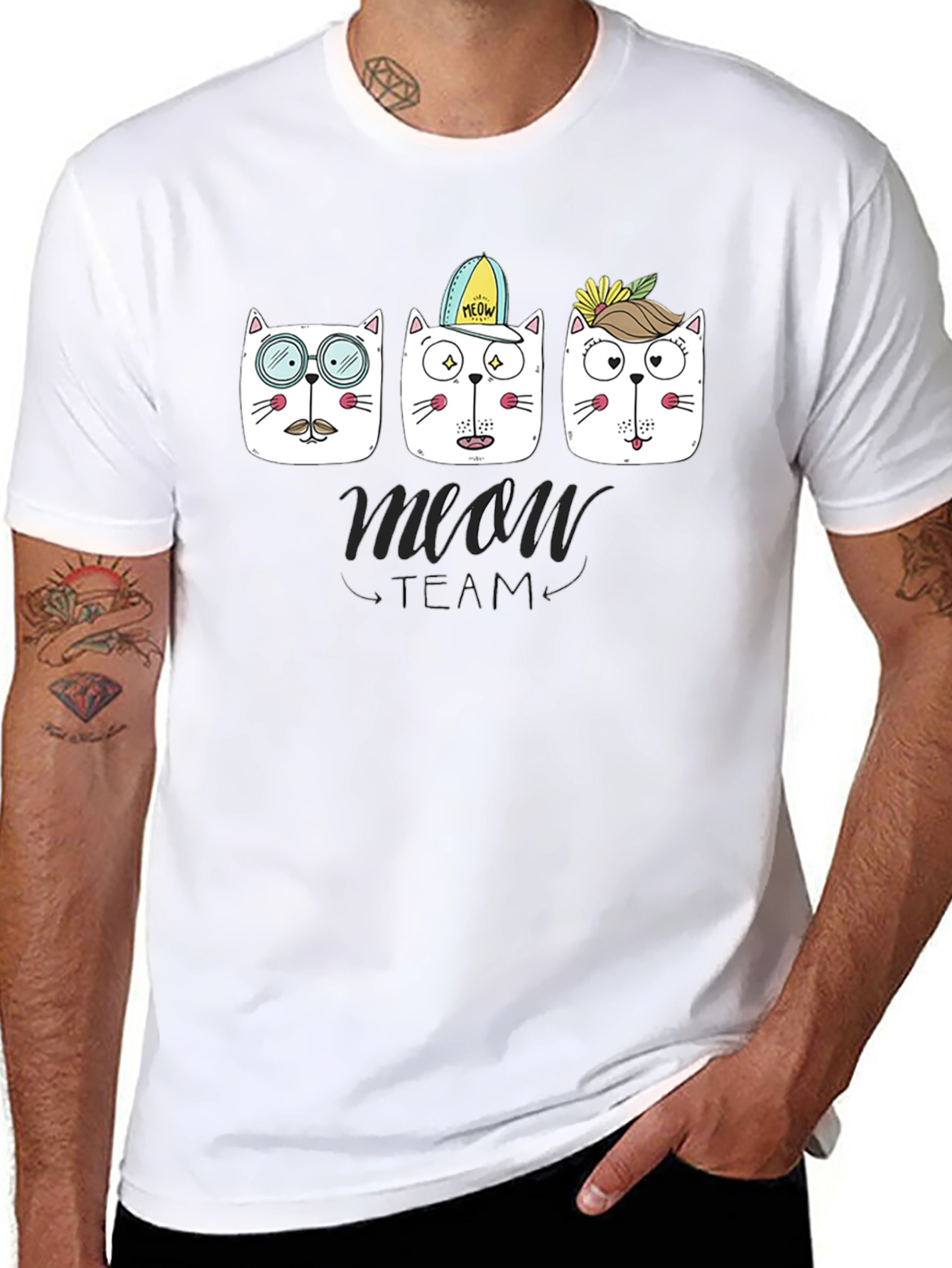 Meow Team Graphic T-Shirt - Cool Cat Design
