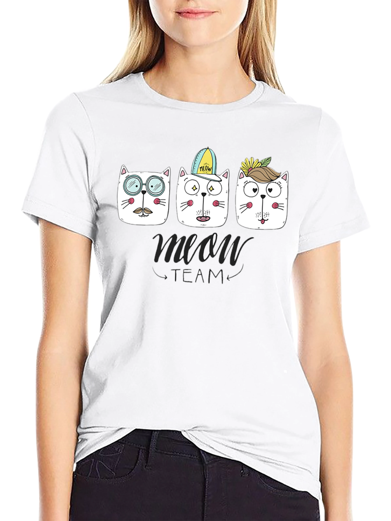 Meow Team Graphic T-Shirt - Cool Cat Design