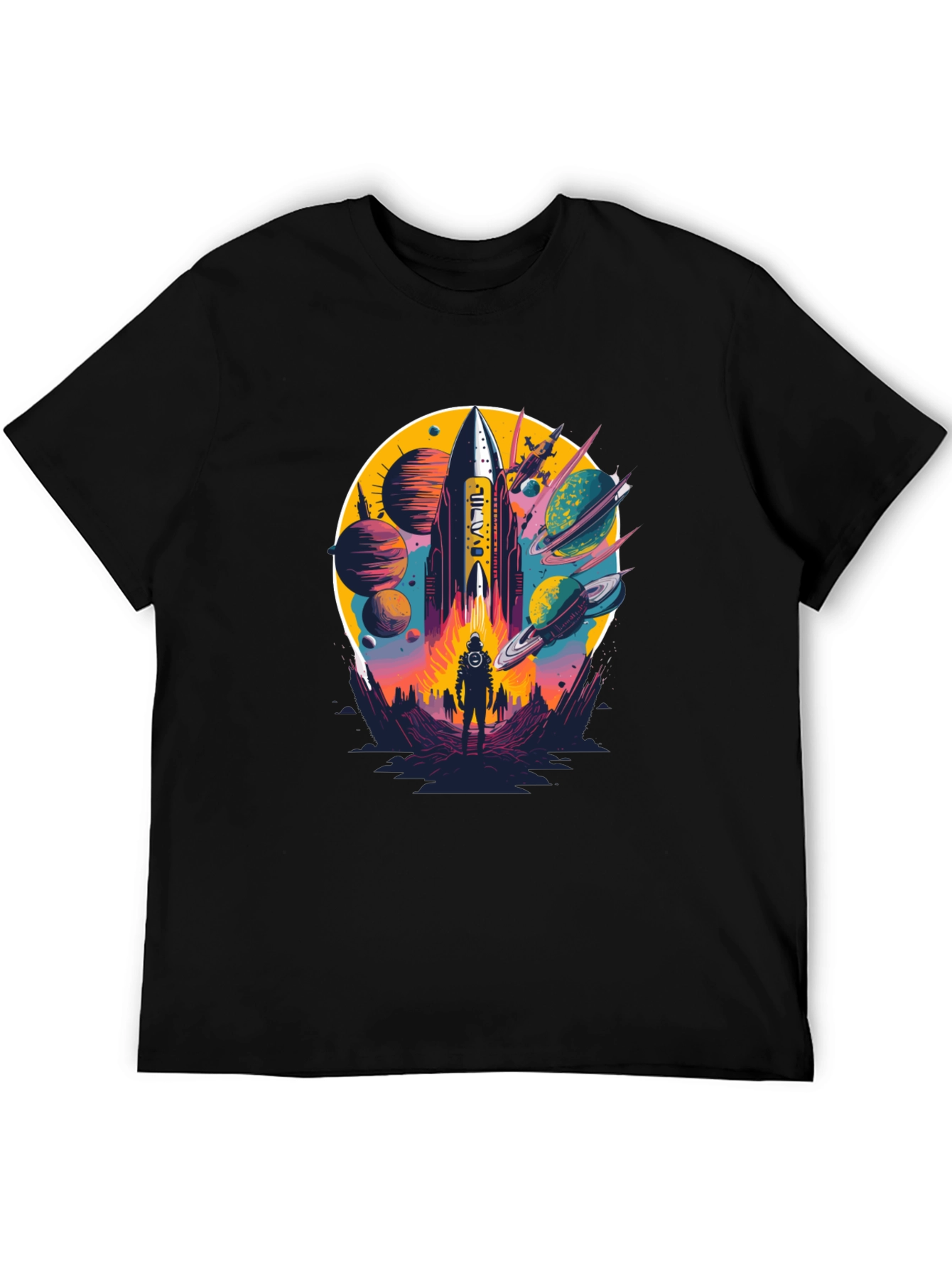 Retro Space Rocket Graphic Tee