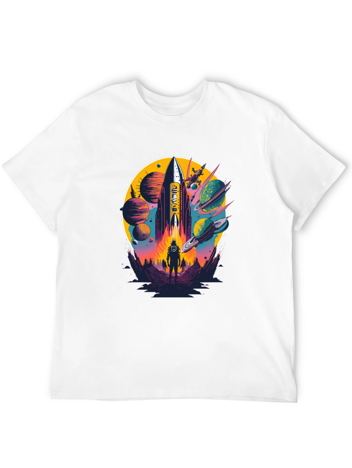 Retro Space Rocket Graphic Tee