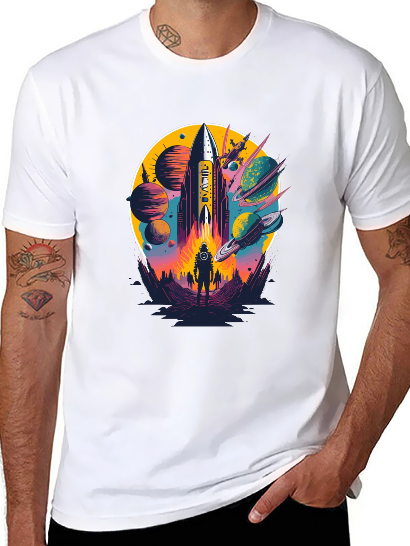Retro Space Rocket Graphic Tee