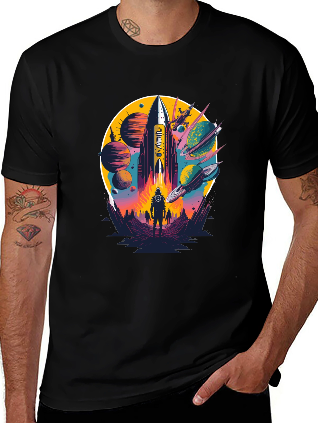 Retro Space Rocket Graphic Tee