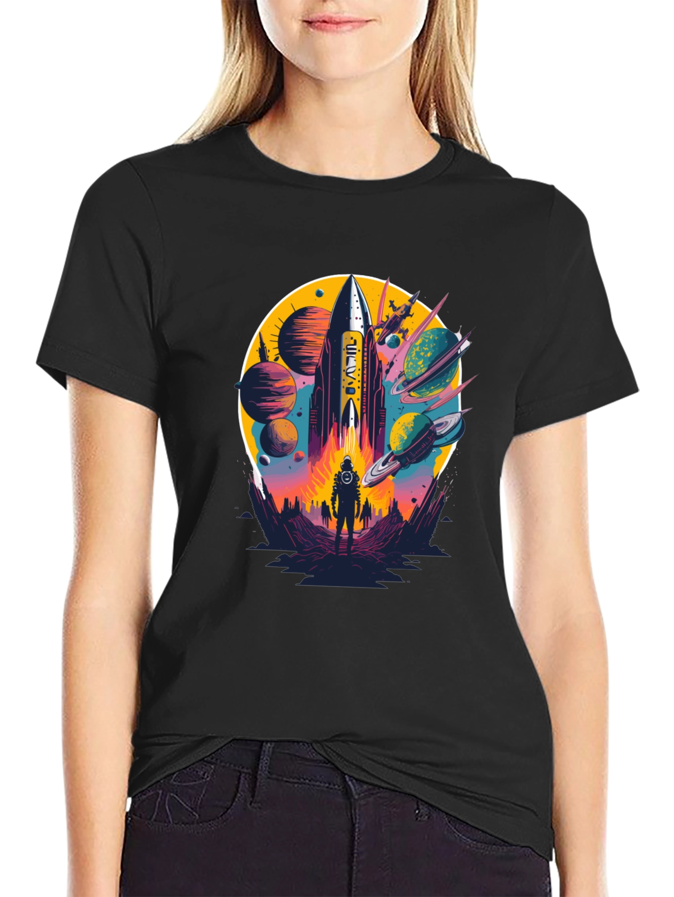 Retro Space Rocket Graphic Tee