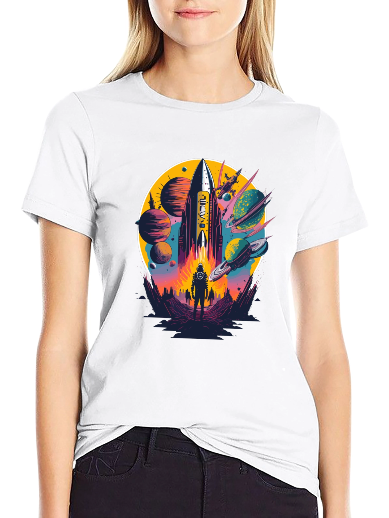 Retro Space Rocket Graphic Tee