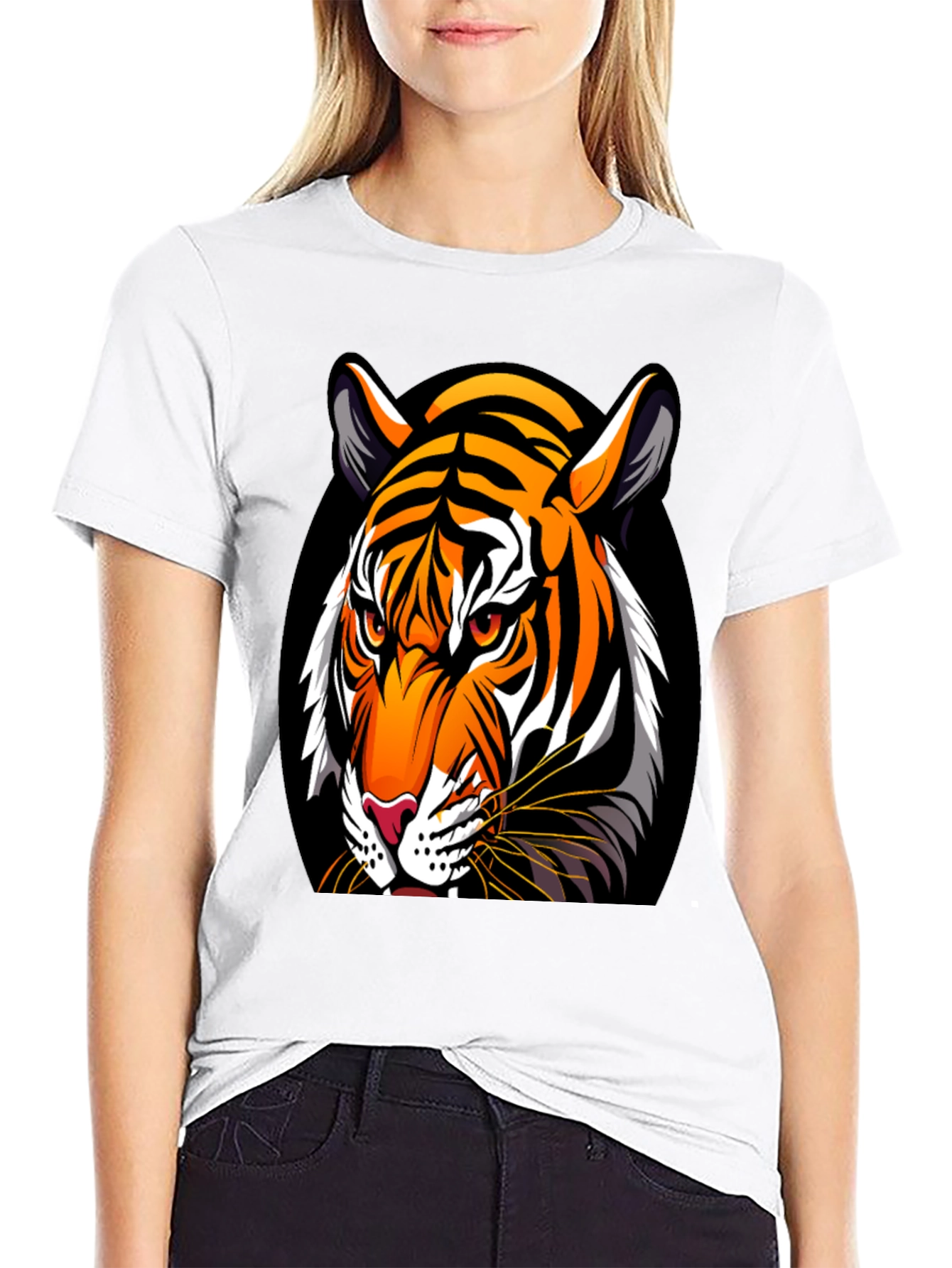 Bold Tiger Graphic Tee - Premium Black Cotton