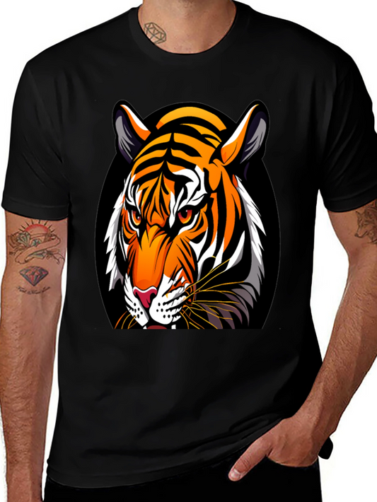 Bold Tiger Graphic Tee - Premium Black Cotton