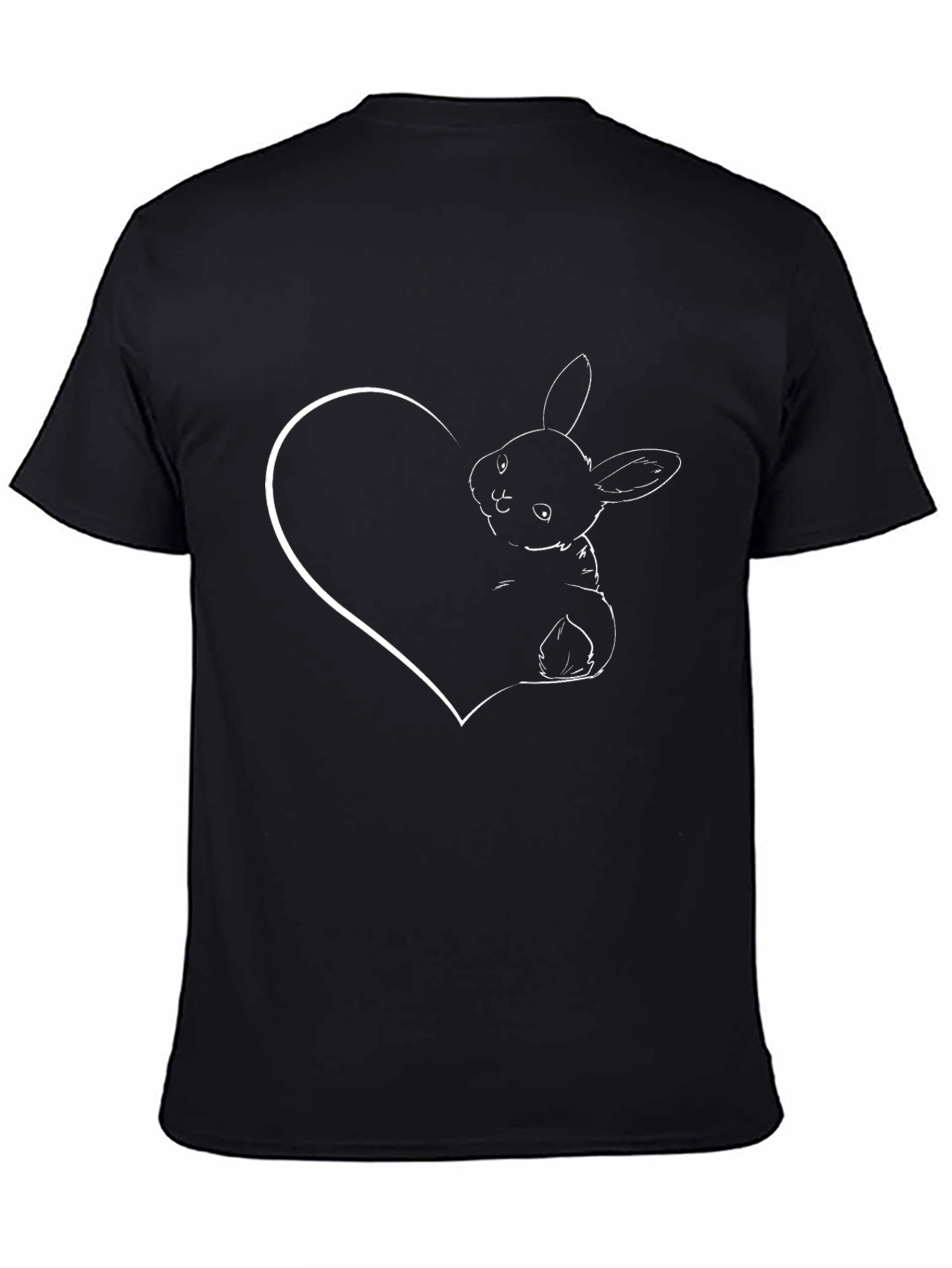Bunny Heart Graphic Tee - Black Cotton Blend