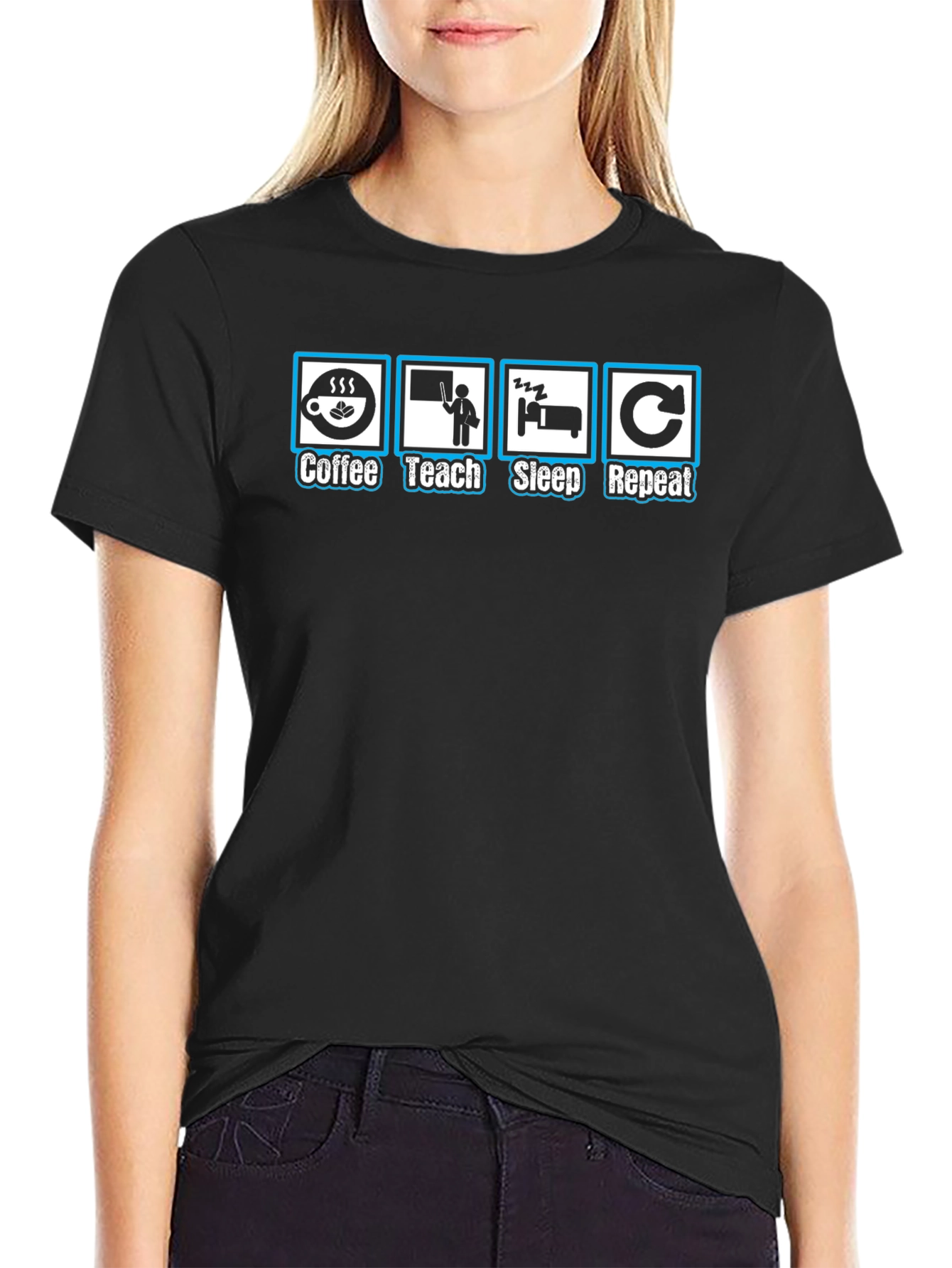 Coffee Teach Sleep Repeat Teachers T-Shirt