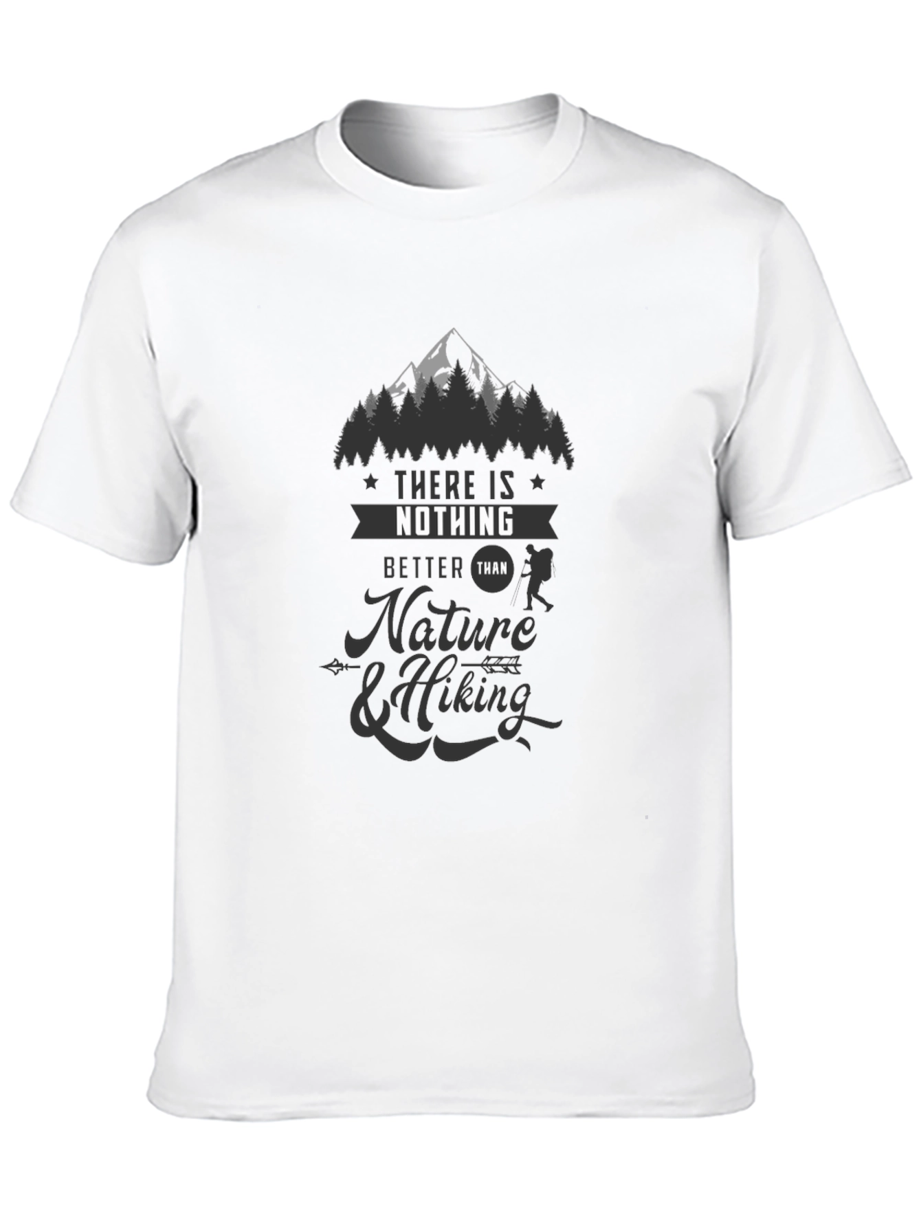 Nature & Hiking Graphic Tee - Black Casual T-Shirt