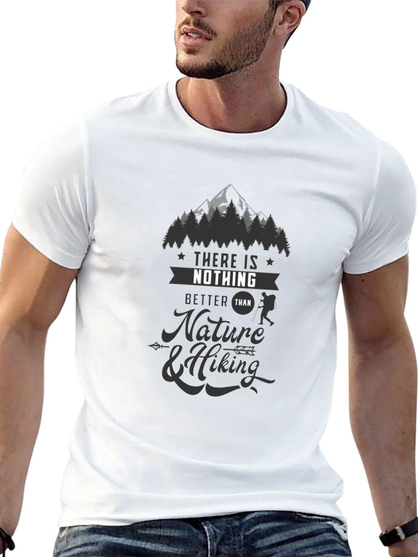Nature & Hiking Graphic Tee - Black Casual T-Shirt