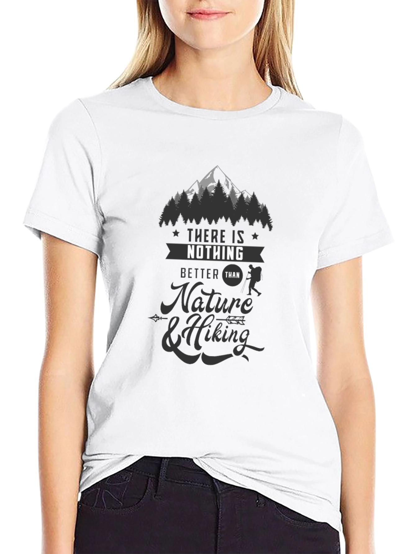 Nature & Hiking Graphic Tee - Black Casual T-Shirt