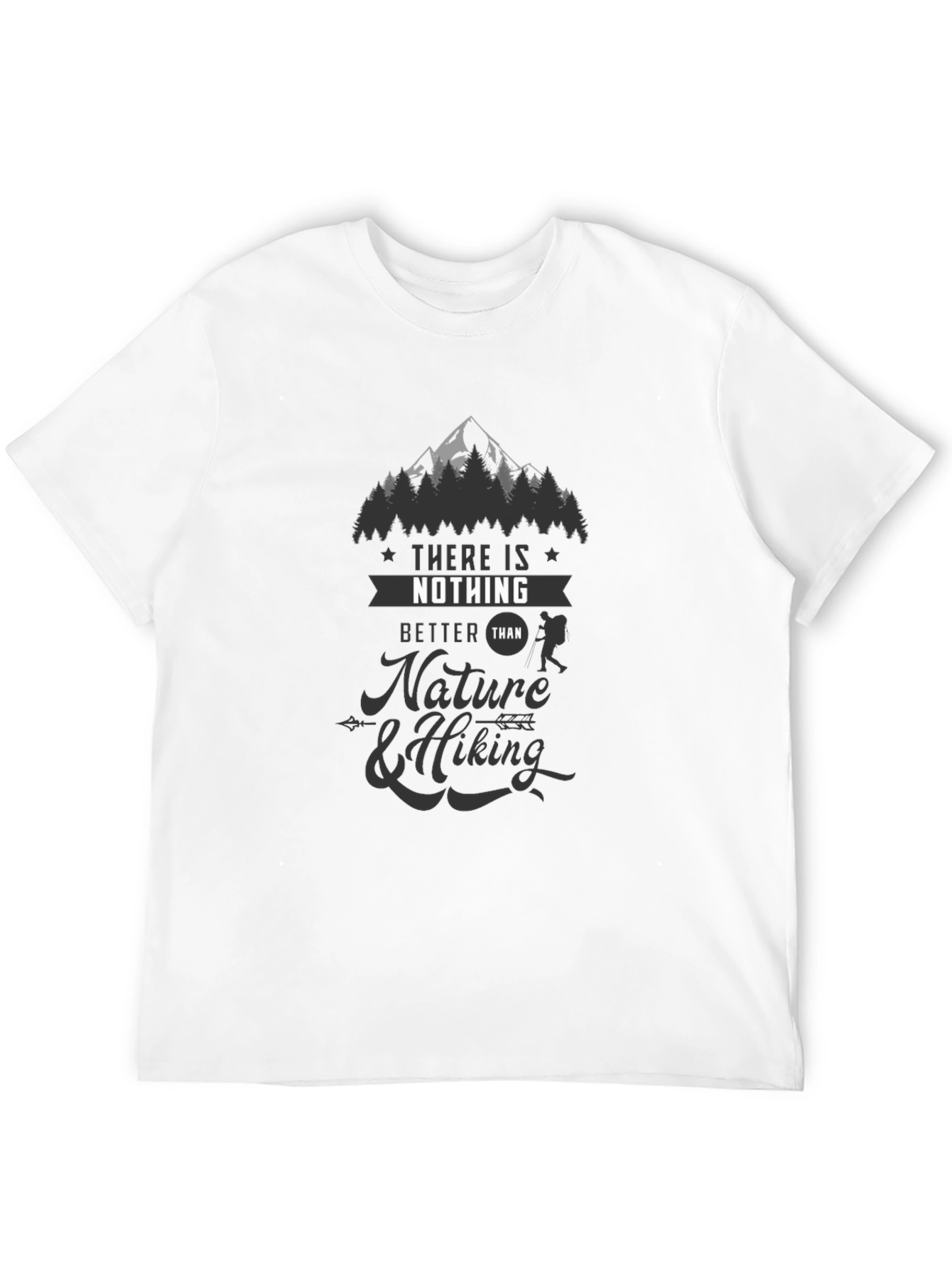 Nature & Hiking Graphic Tee - Black Casual T-Shirt