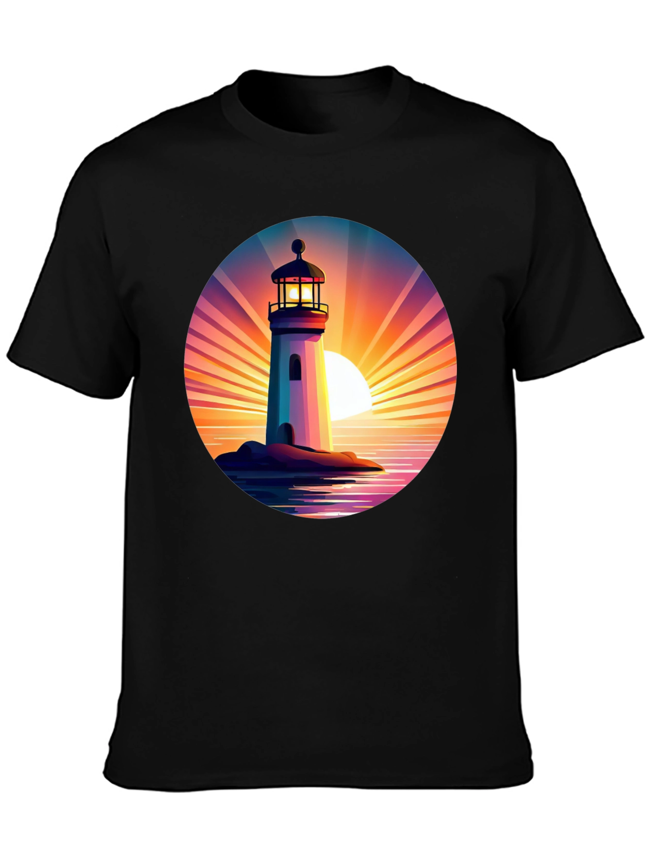 Lighthouse Sunset Graphic T-Shirt