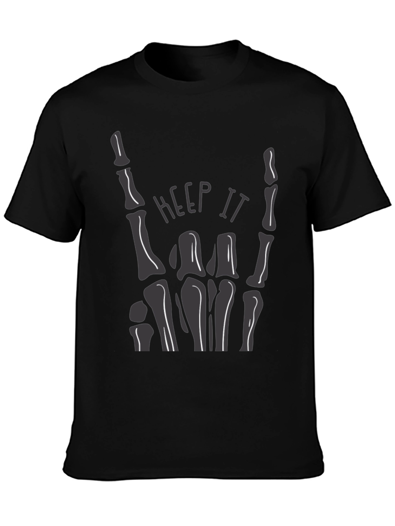 Keep It Rockin Skeleton Hand Graphic Tee - Black