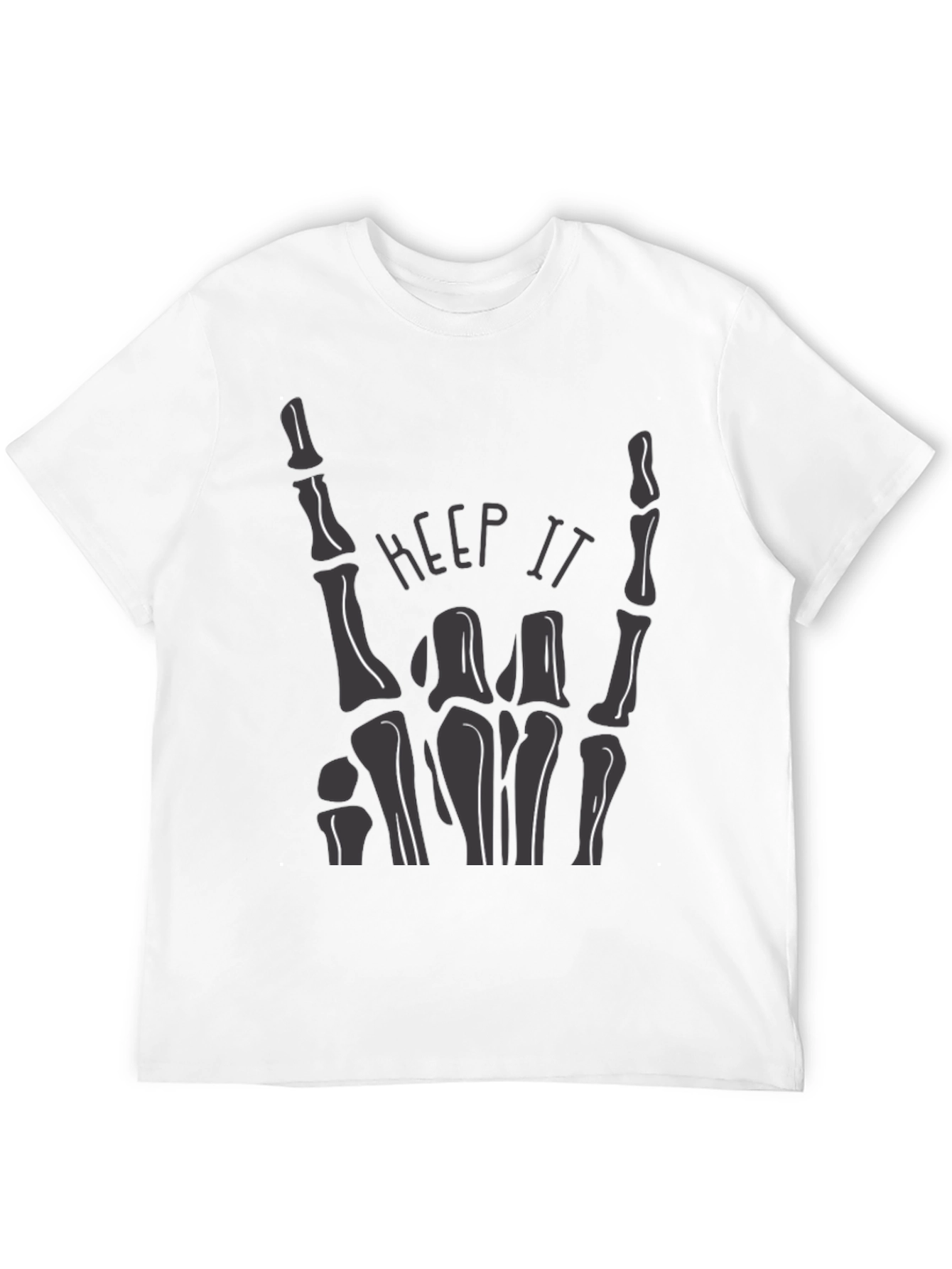 Keep It Rockin Skeleton Hand Graphic Tee - Black