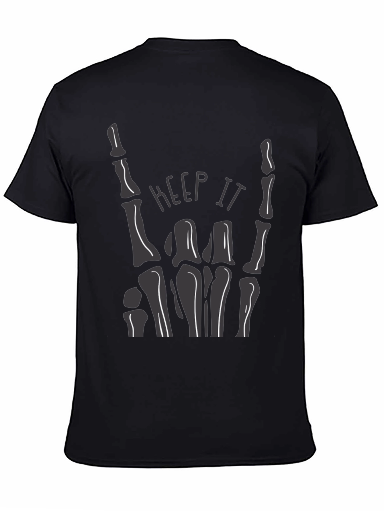 Keep It Rockin Skeleton Hand Graphic Tee - Black