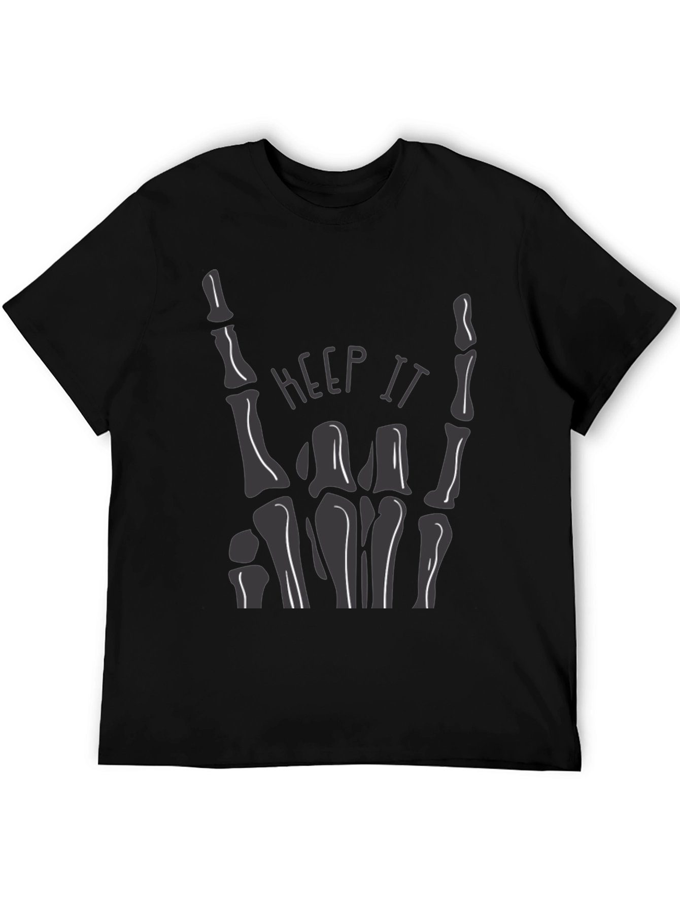 Keep It Rockin Skeleton Hand Graphic Tee - Black