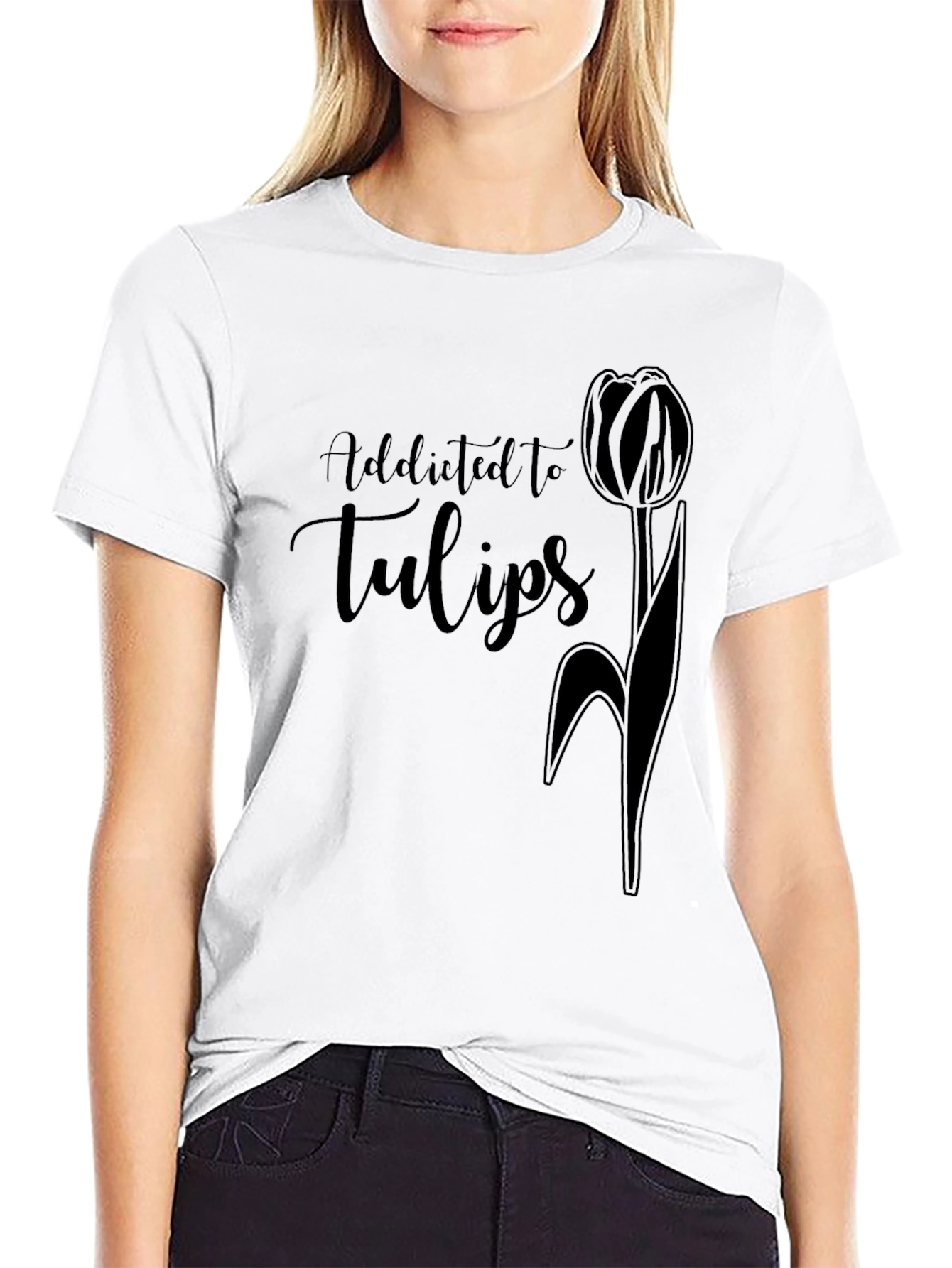Addicted to Tulips Black T-Shirt