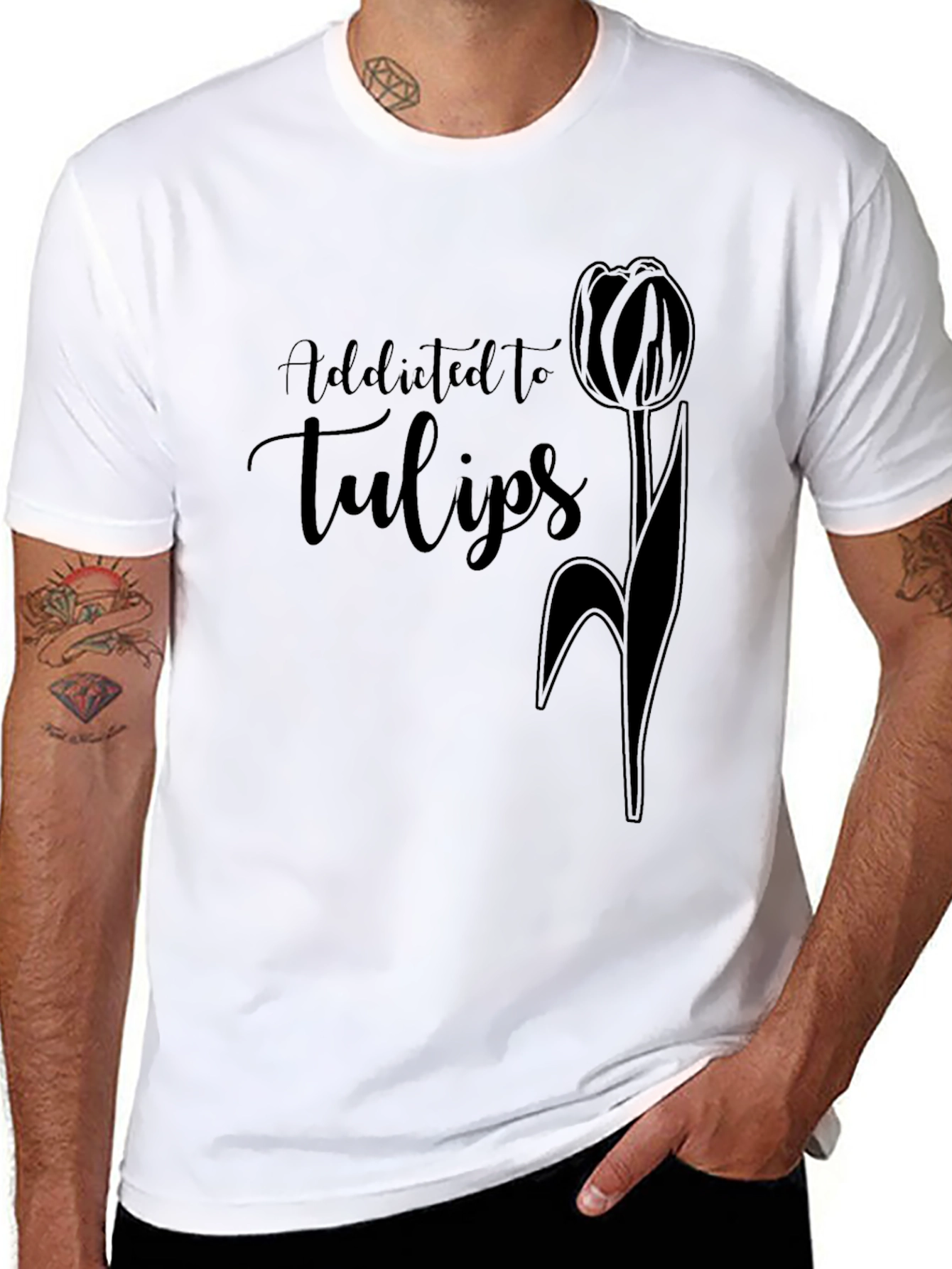 Addicted to Tulips Black T-Shirt