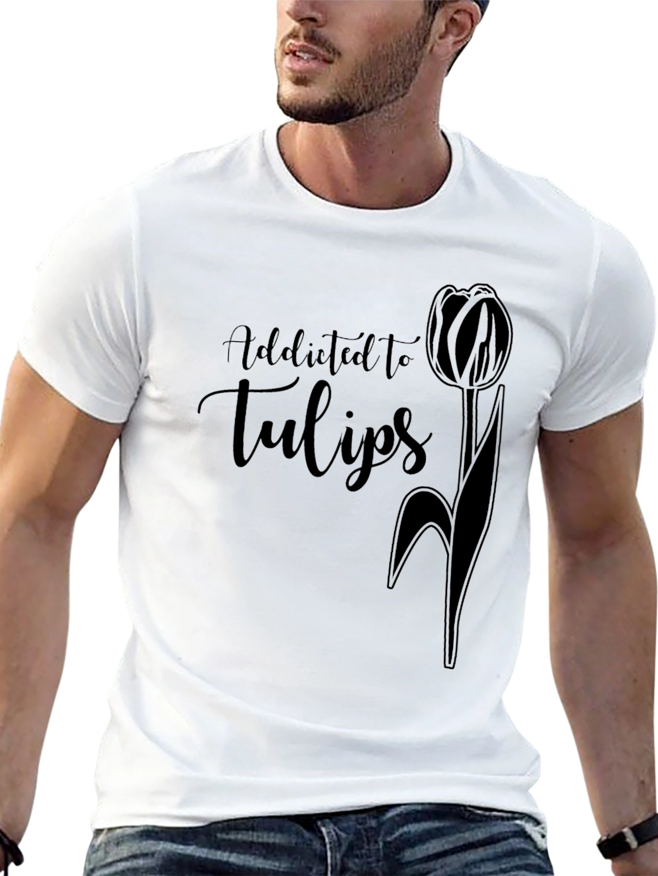Addicted to Tulips Black T-Shirt