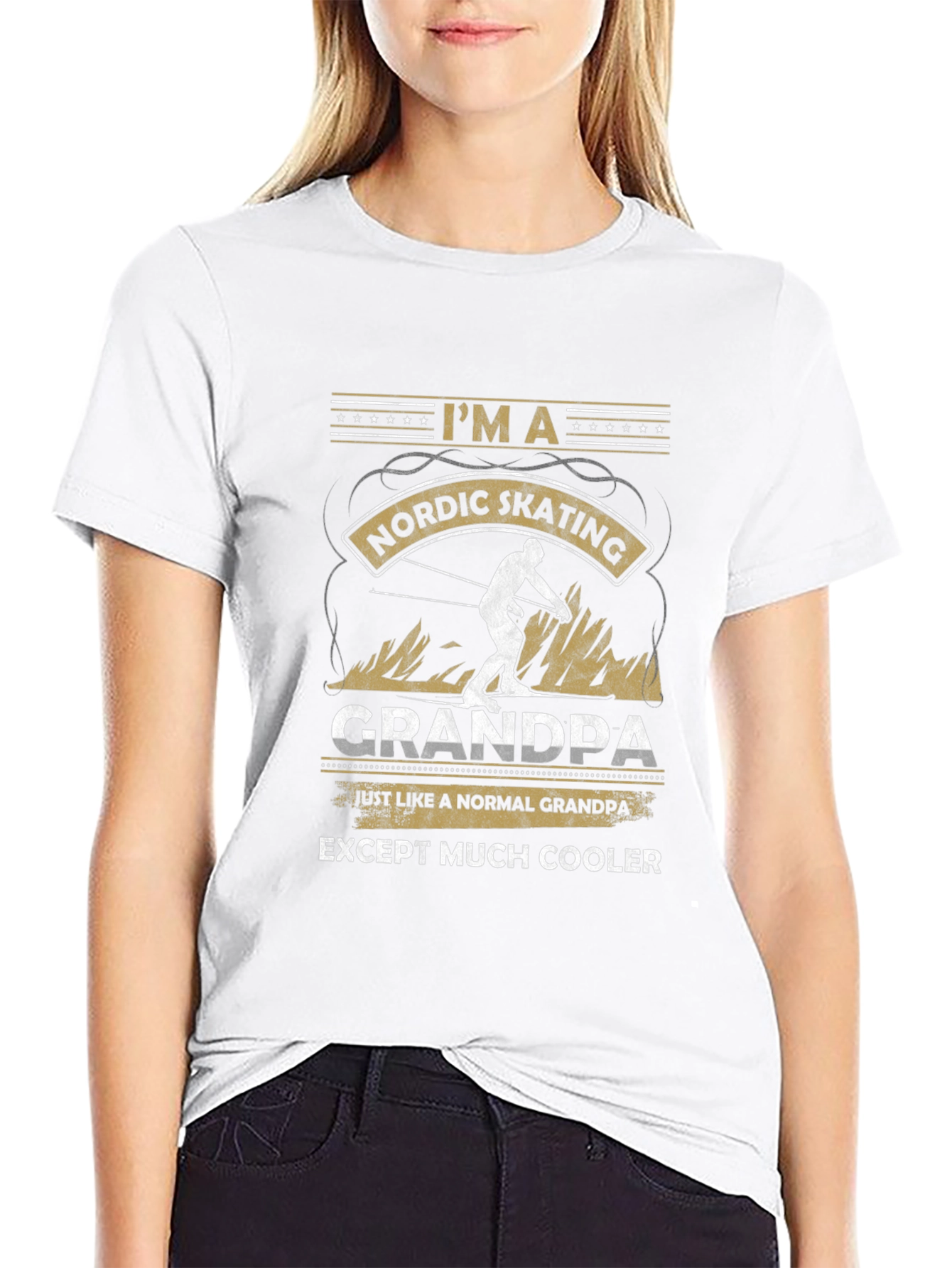 Nordic Skating Grandpa T-Shirt: Cool Grandfather Gift
